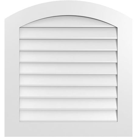 Ekena Millwork Arch Top Surface Mount PVC Gable Vent: Functional, w/ 3-1/2"W x 1"P Standard Frame, 30"W x 32"H GVPAR30X3201SF